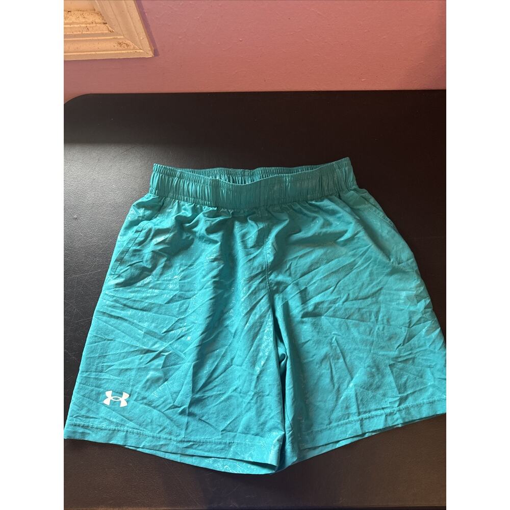 Men’s Under Armour Woven HIIT Training Drawstring Shorts Sz Large Blue pockets